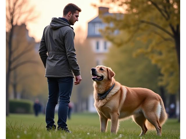 Éducateur canin avec chien épanoui à Paris
